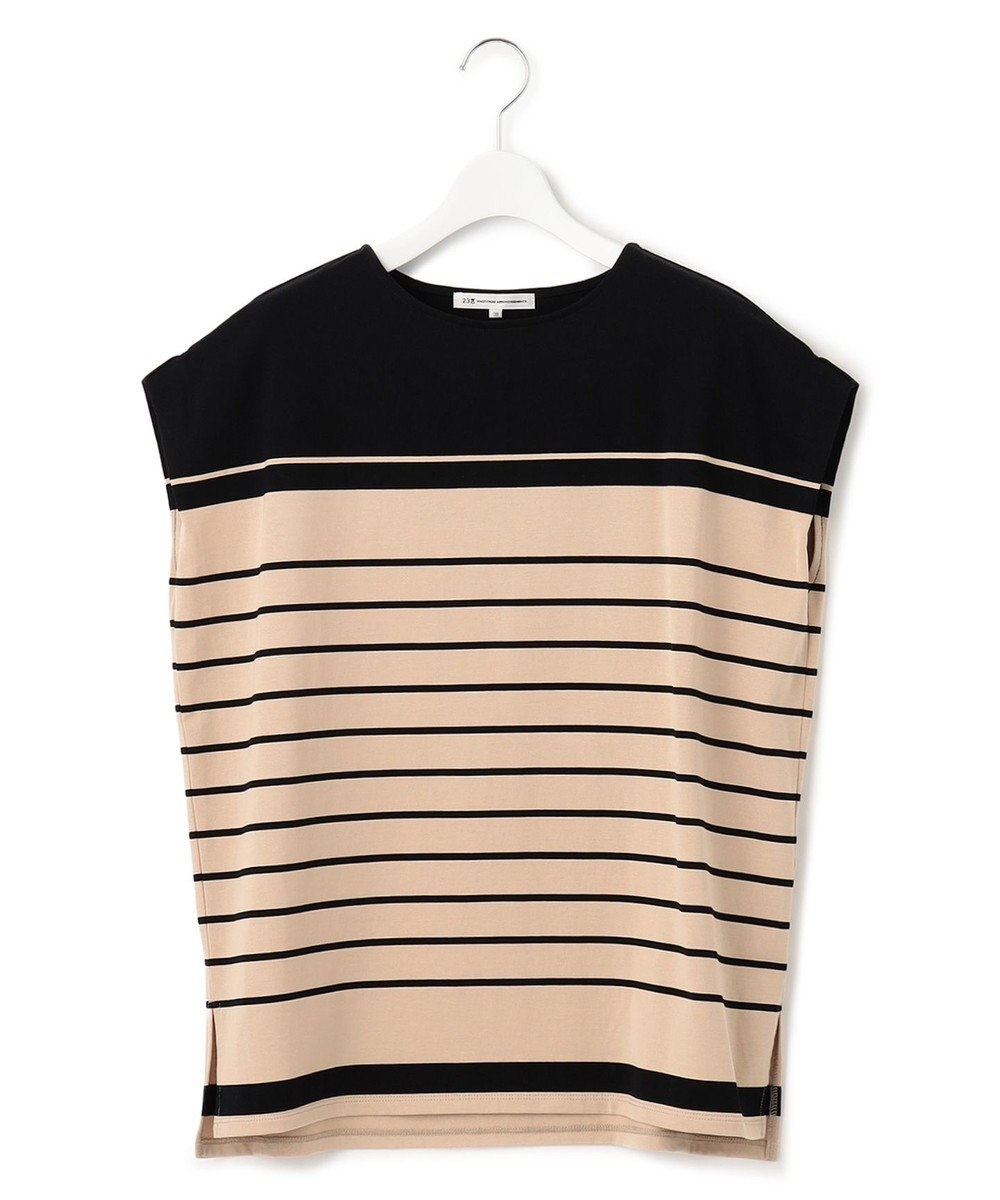 23区 S 【洗える】ランダムボーダー フレンチスリーブ カットソー 