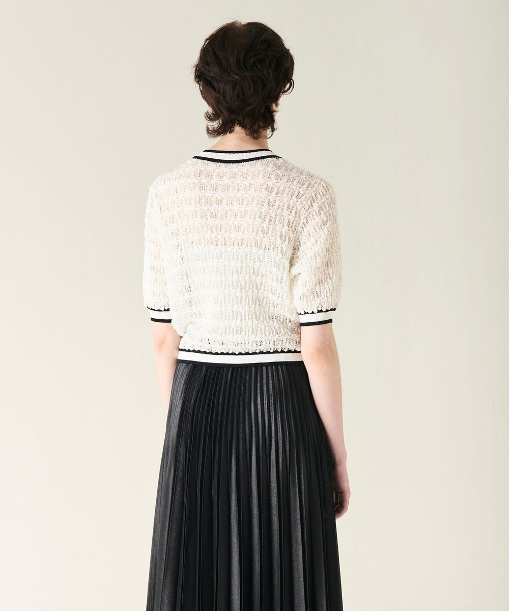 GRACE CONTINENTAL バイカラーシアーニットカーディガン 