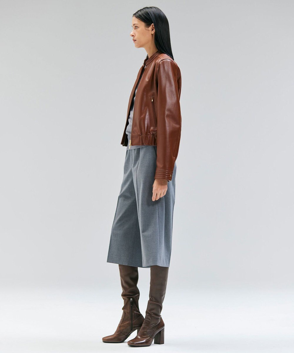 BEIGE， 【andGIRL 秋号掲載】CLYDE / ステッチデザインラムレザーブルゾン 