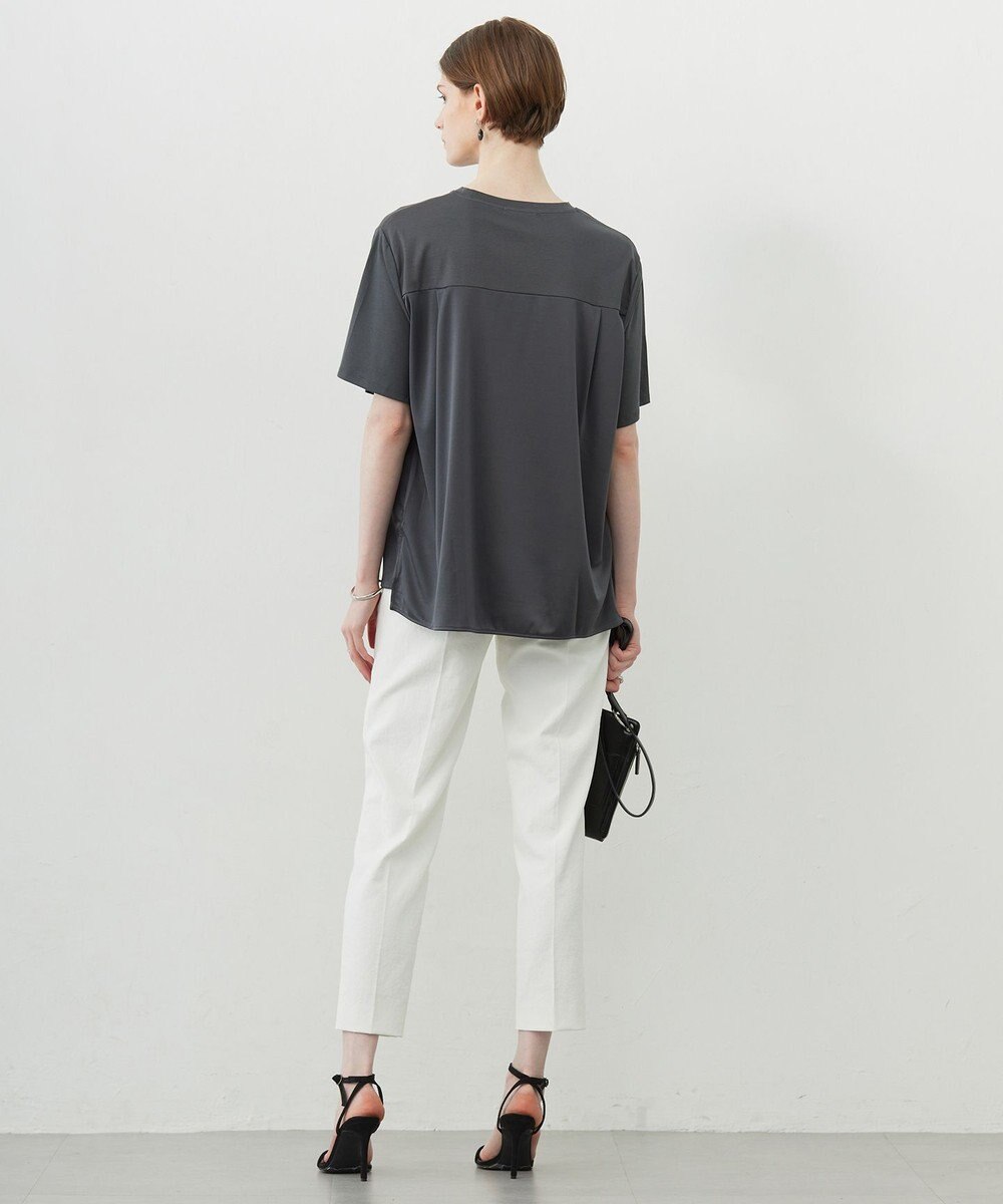 ICB L 【接触冷感・UVケア・洗える】シルケットスムースコンビ Tブラウスカットソー 