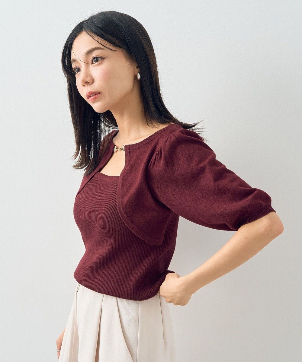 earth music&ecology ビット付きニットプルオーバー 