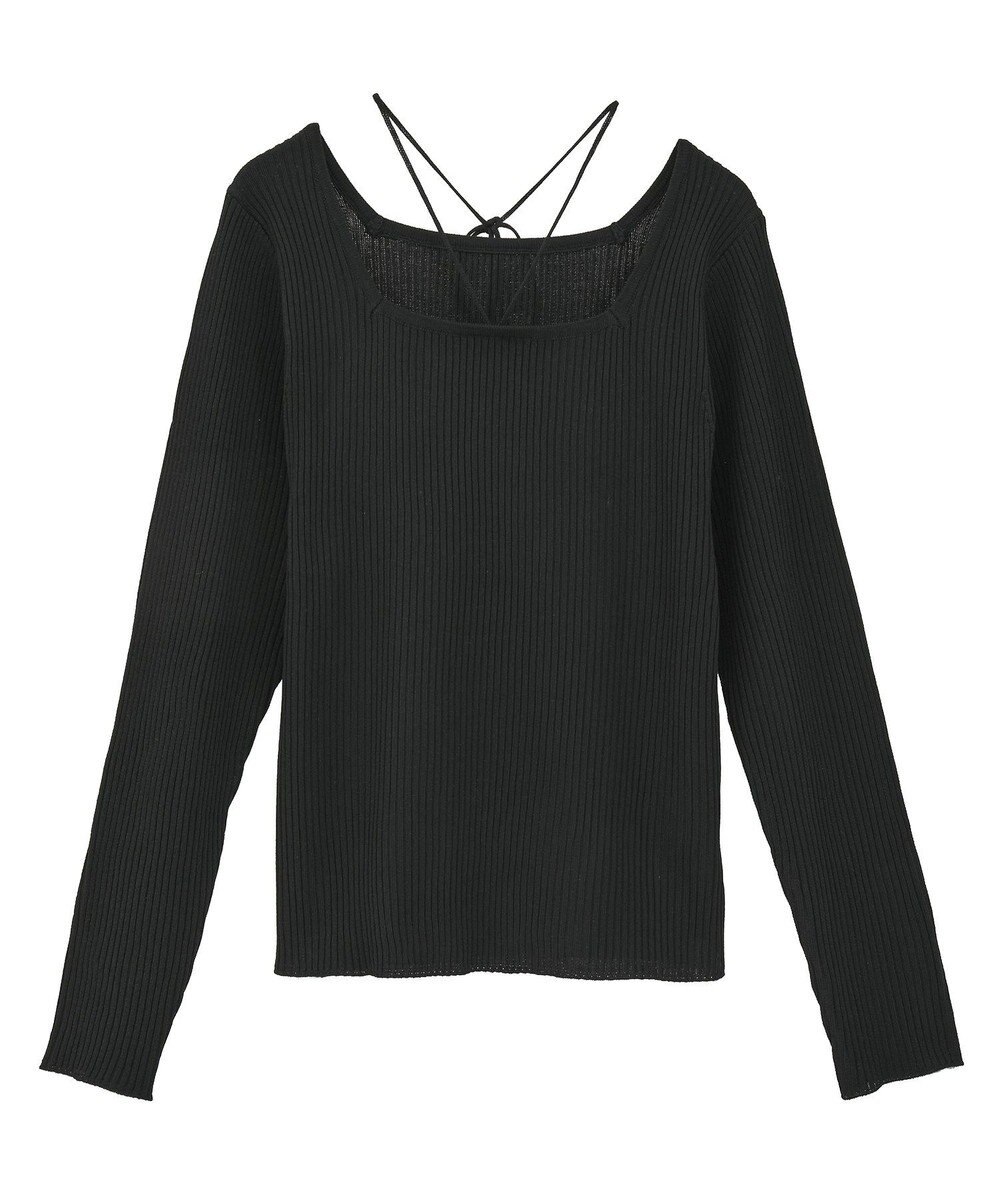 earth music&ecology 【洗濯機洗い可】スクエアホルターネックリブプルオーバー 