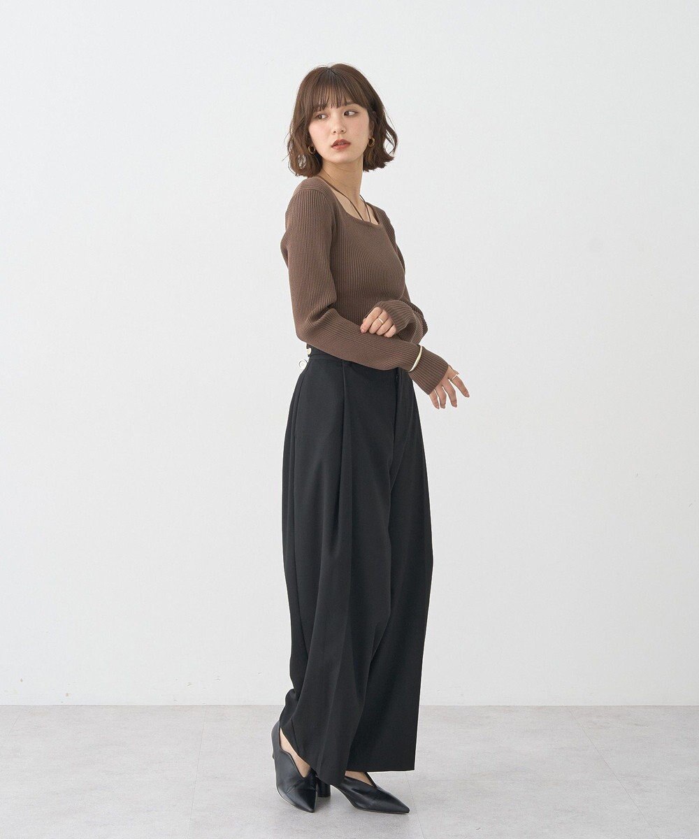 earth music&ecology 【洗濯機洗い可】スクエアホルターネックリブプルオーバー 