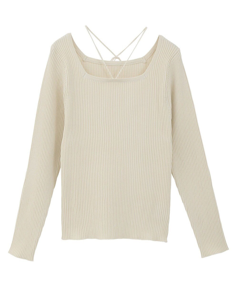 earth music&ecology 【洗濯機洗い可】スクエアホルターネックリブプルオーバー 