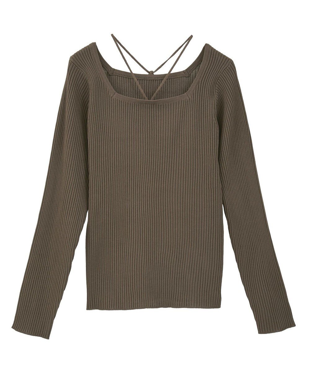 earth music&ecology 【洗濯機洗い可】スクエアホルターネックリブプルオーバー 