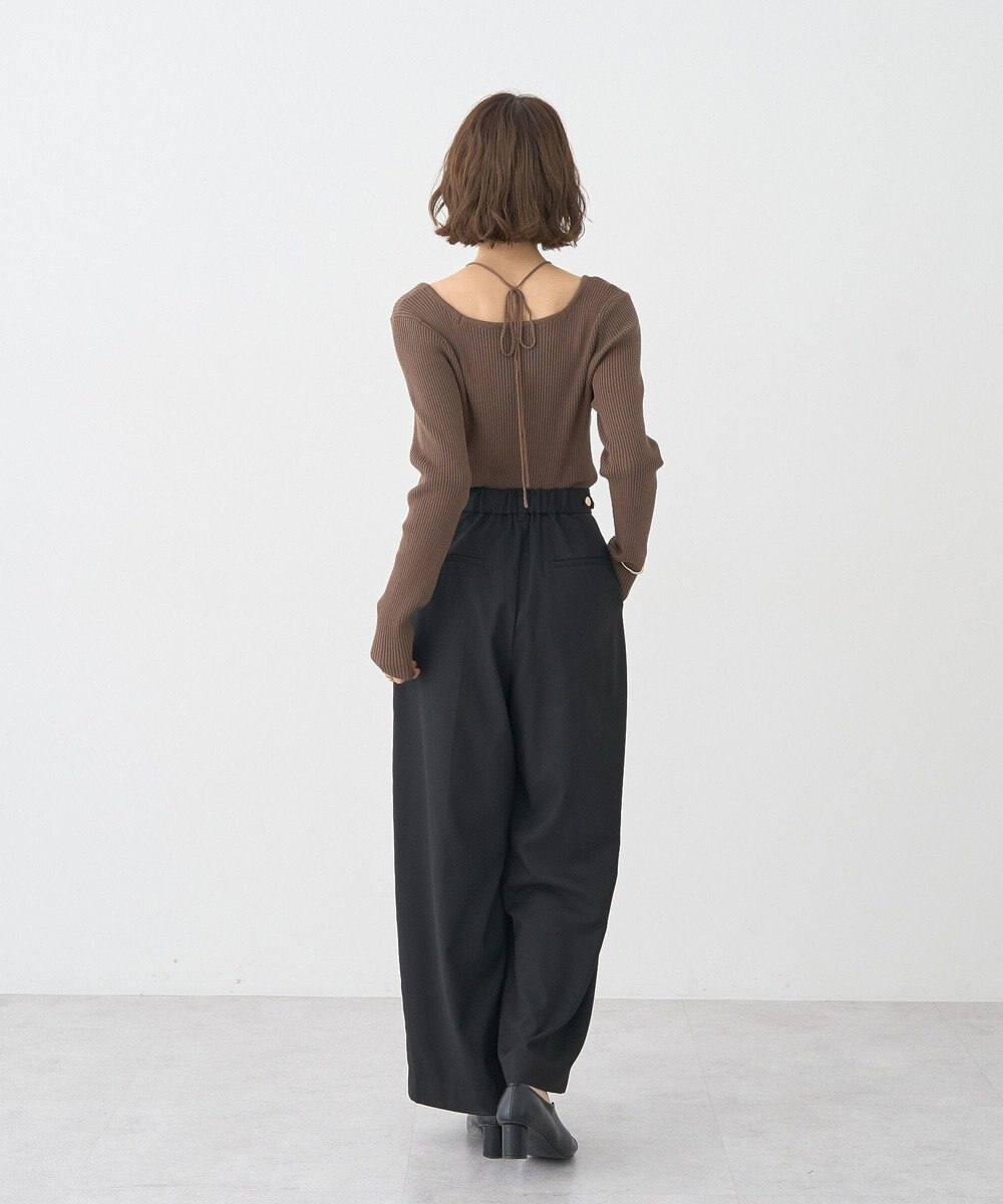 earth music&ecology 【洗濯機洗い可】スクエアホルターネックリブプルオーバー 