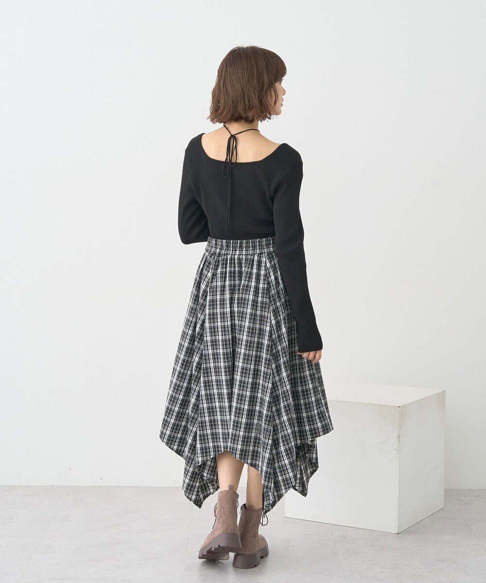 earth music&ecology 【洗濯機洗い可】スクエアホルターネックリブプルオーバー 