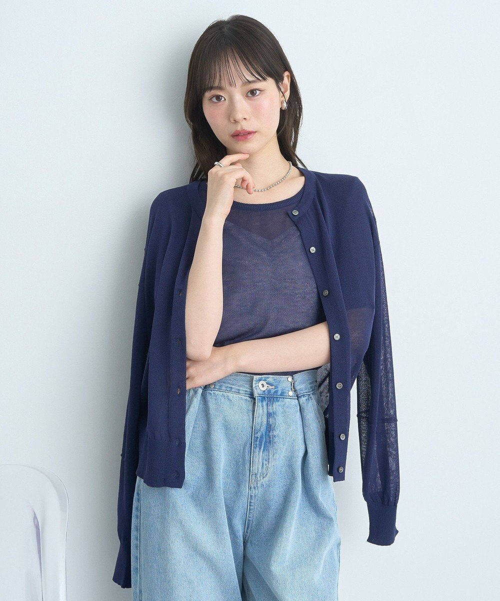 earth music&ecology ＳＥＴ２点シアーニットプルオーバー＋カーディガン 