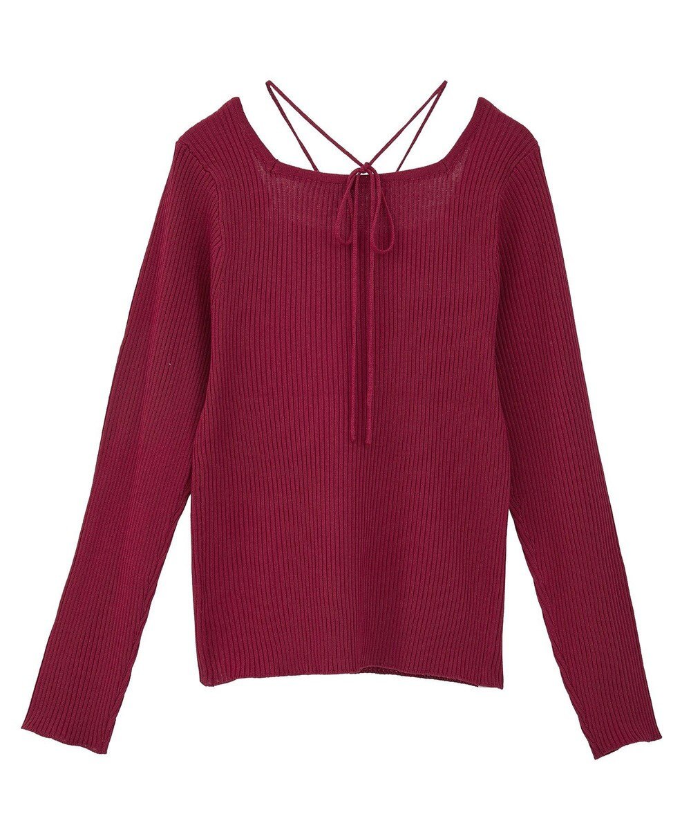 earth music&ecology 【洗濯機洗い可】スクエアホルターネックリブプルオーバー 