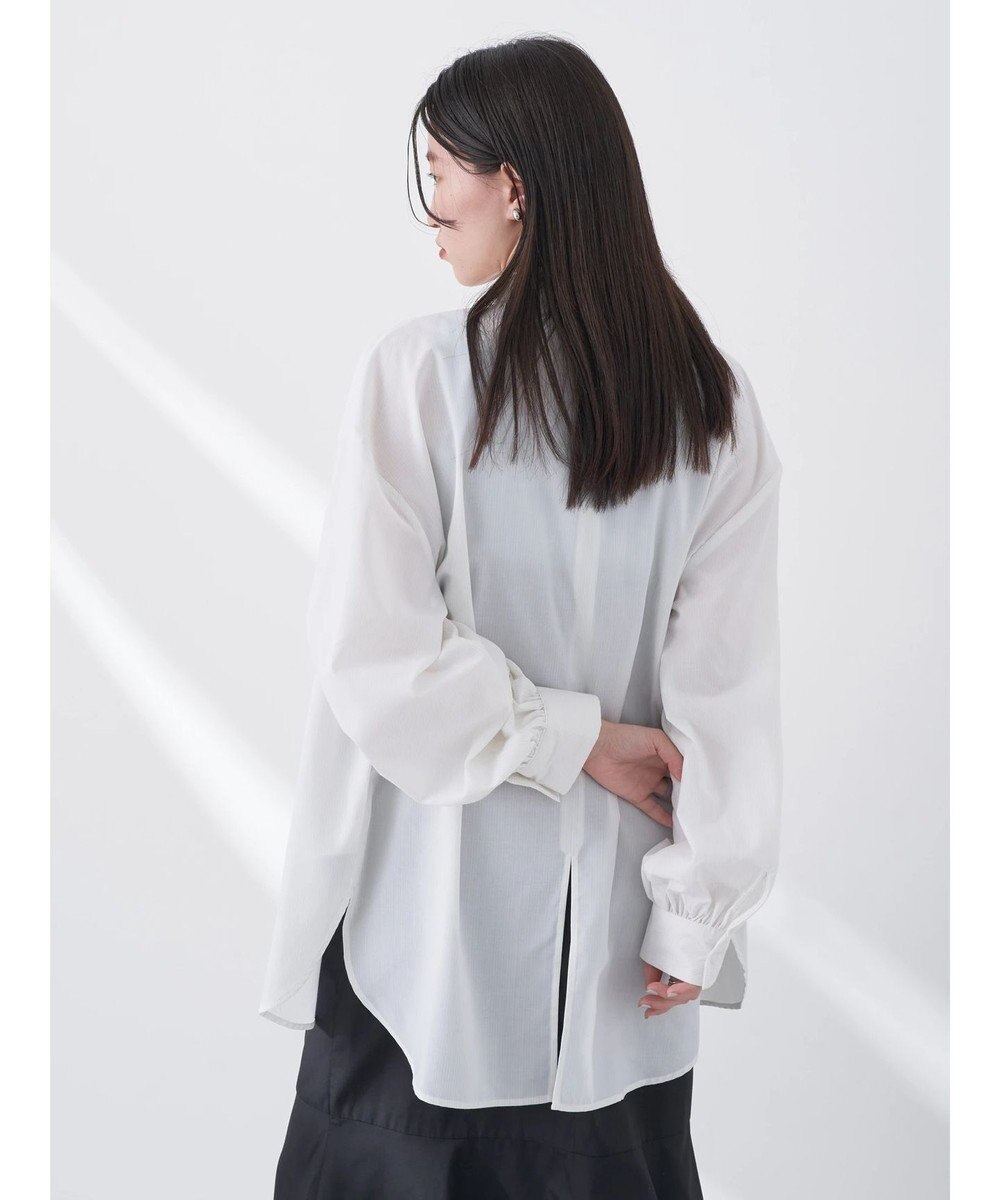 earth music&ecology バンドカラーストライプシャツ 