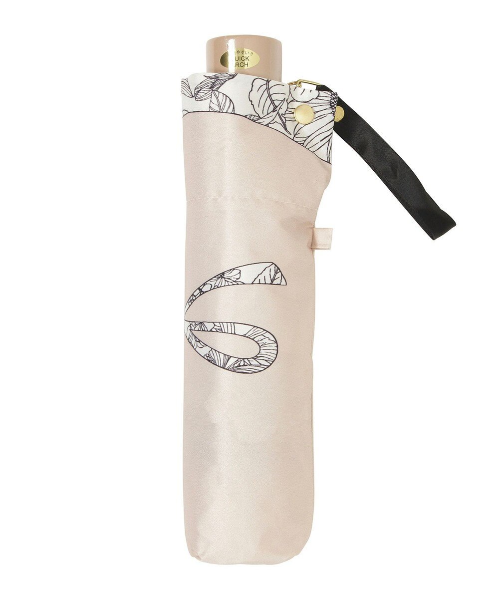 MOONBAT 【簡単開閉】ランバン オン ブルー (LANVIN en Bleu) リボン 花柄 折りたたみ傘 サテンプリント 