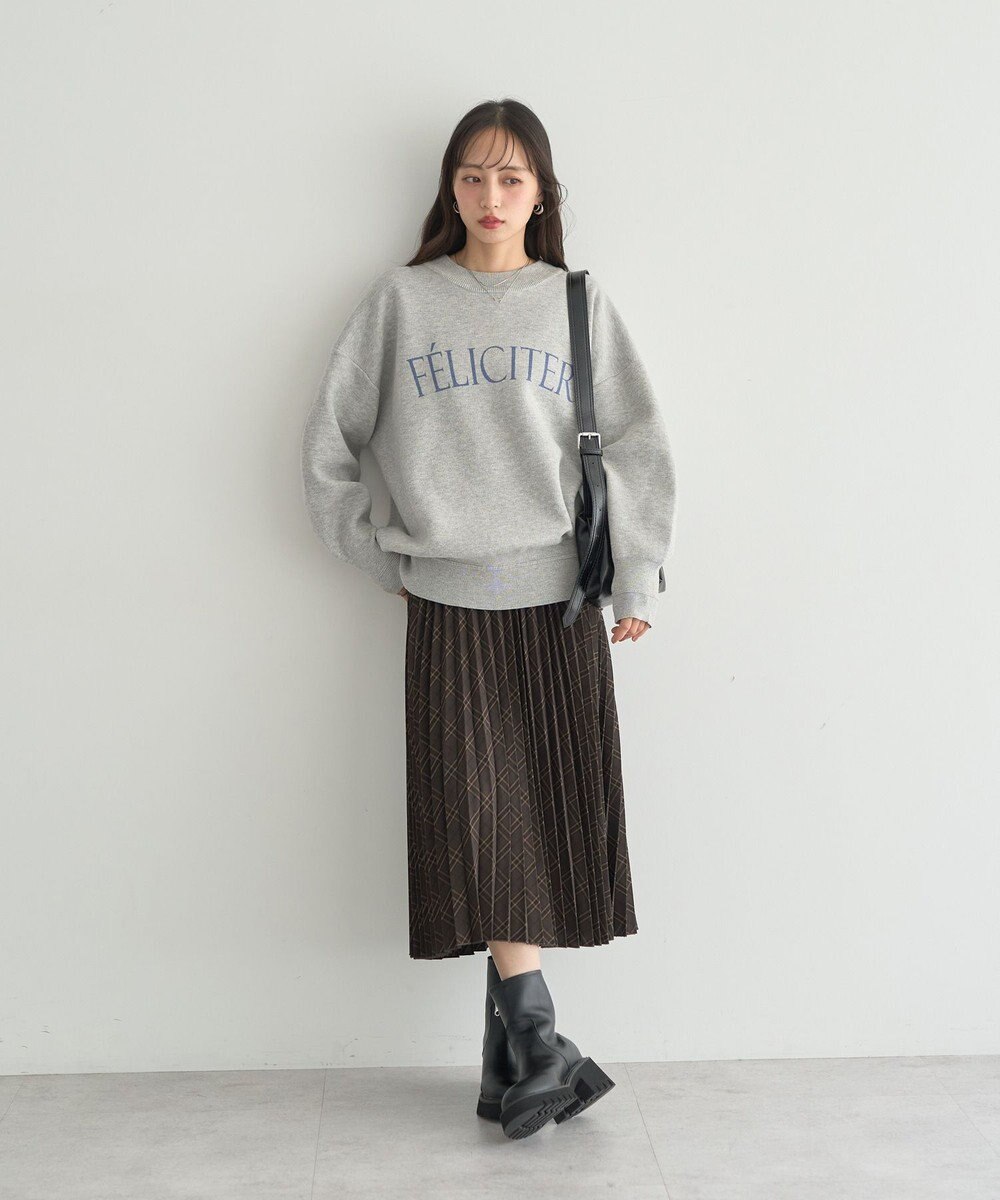 earth music&ecology 【洗濯機洗い可】スウェットライクロゴニットプルオーバー 