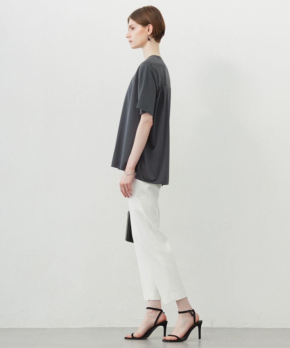 ICB L 【接触冷感・UVケア・洗える】シルケットスムースコンビ Tブラウスカットソー 