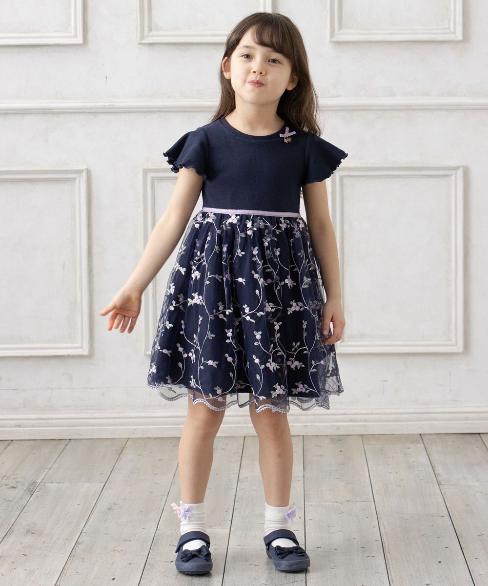 ANY KIDS 刺繍チュールガーリー ワンピース 