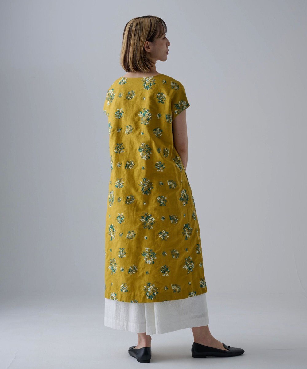muuc 〈コットン×リネン〉〈高品質なドライタッチ生地〉野小花刺繍ゆったりワンピース 