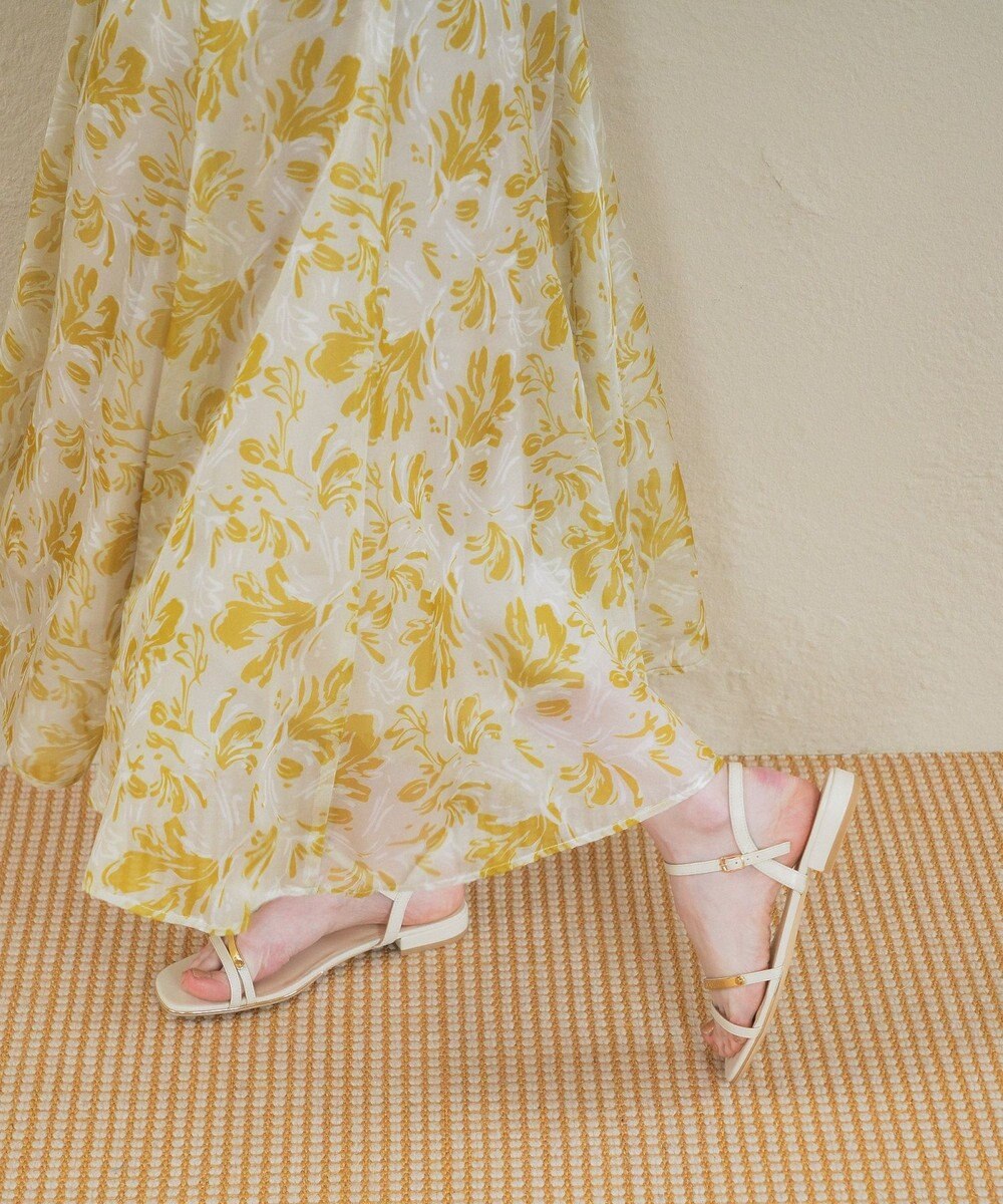 YECCA VECCA ボタニカル柄シアーロングスカート 