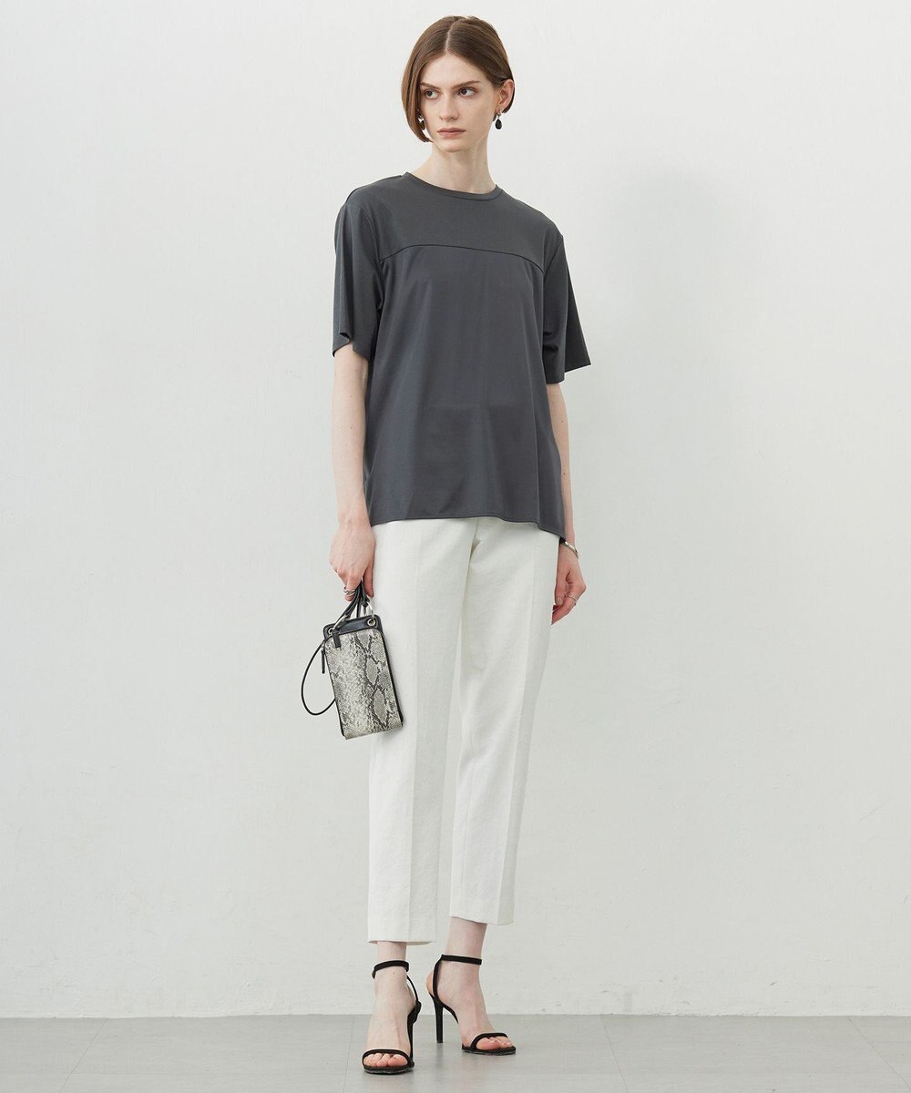 ICB L 【接触冷感・UVケア・洗える】シルケットスムースコンビ Tブラウスカットソー 