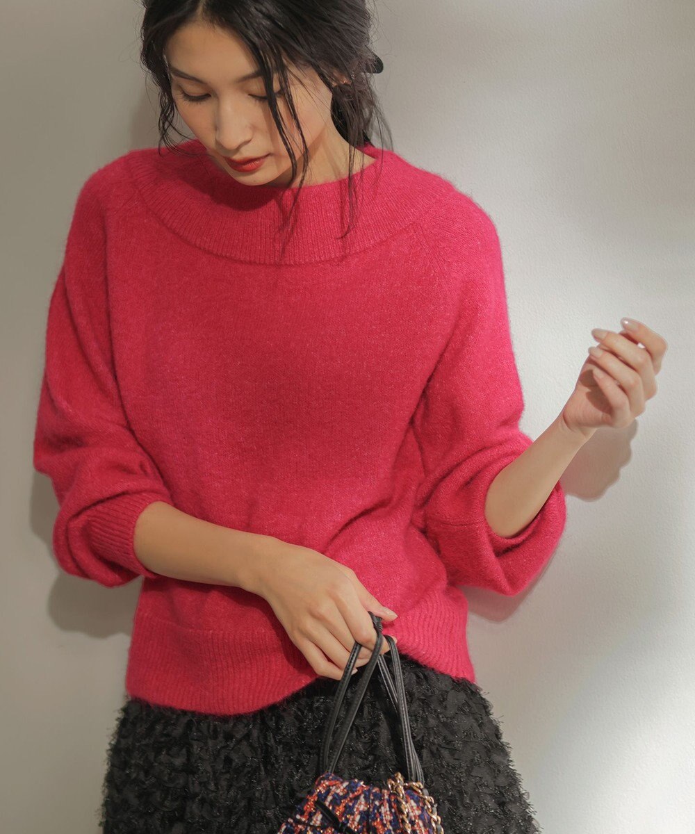 組曲 L へアリーヤーンボートネック ニット 