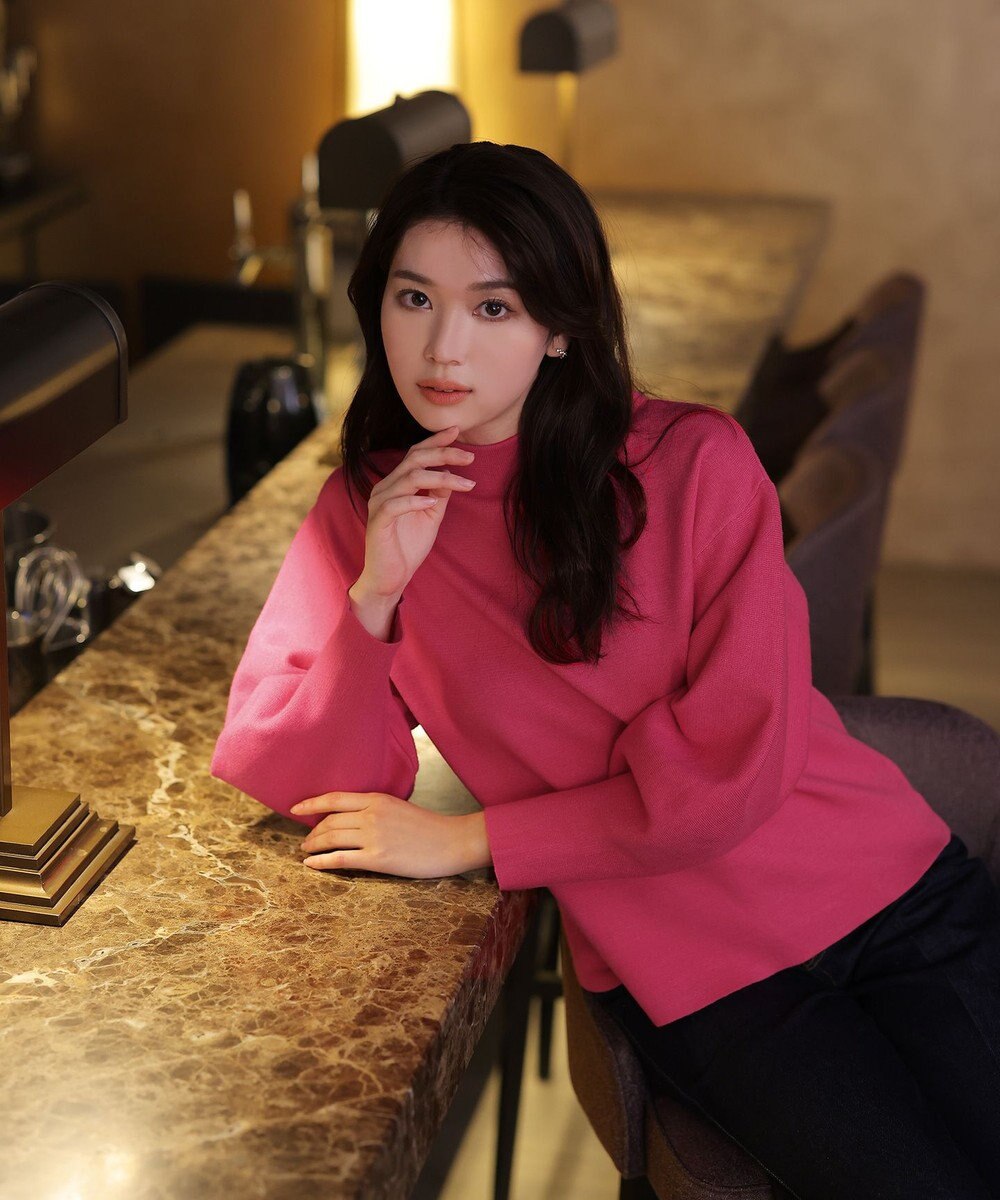 Tiaclasse 【洗える】モックネックジャガードニットプルオーバー 