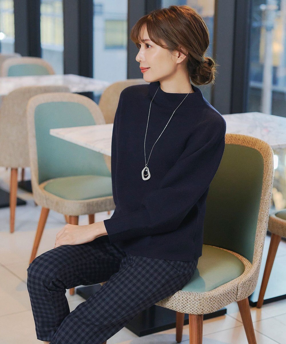 Tiaclasse 【洗える】モックネックジャガードニットプルオーバー 