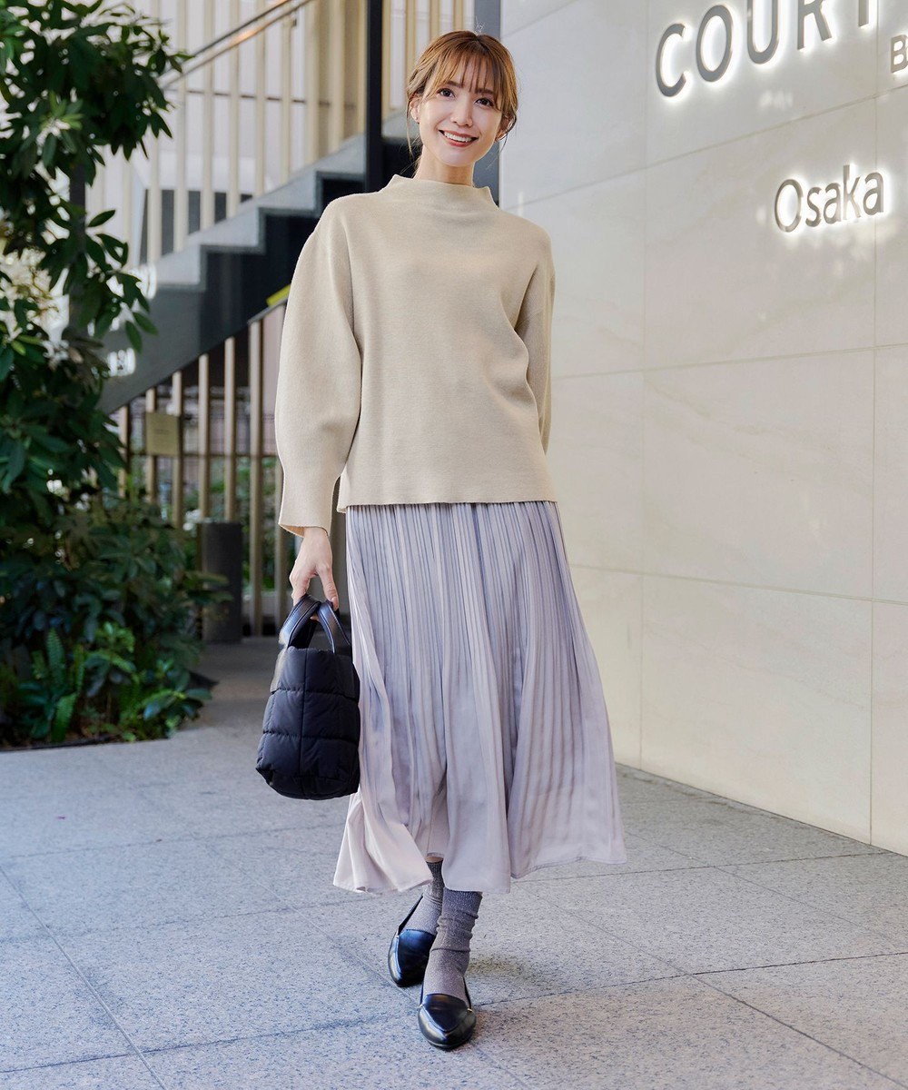 Tiaclasse 【洗える】モックネックジャガードニットプルオーバー 