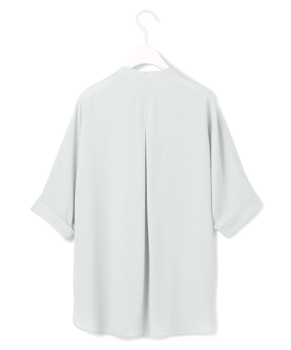 ICB L 【人気のため新色追加・接触冷感・UVケア・速乾・洗える】BackSatinAmunzen 5分袖バンドカラーブラウス 