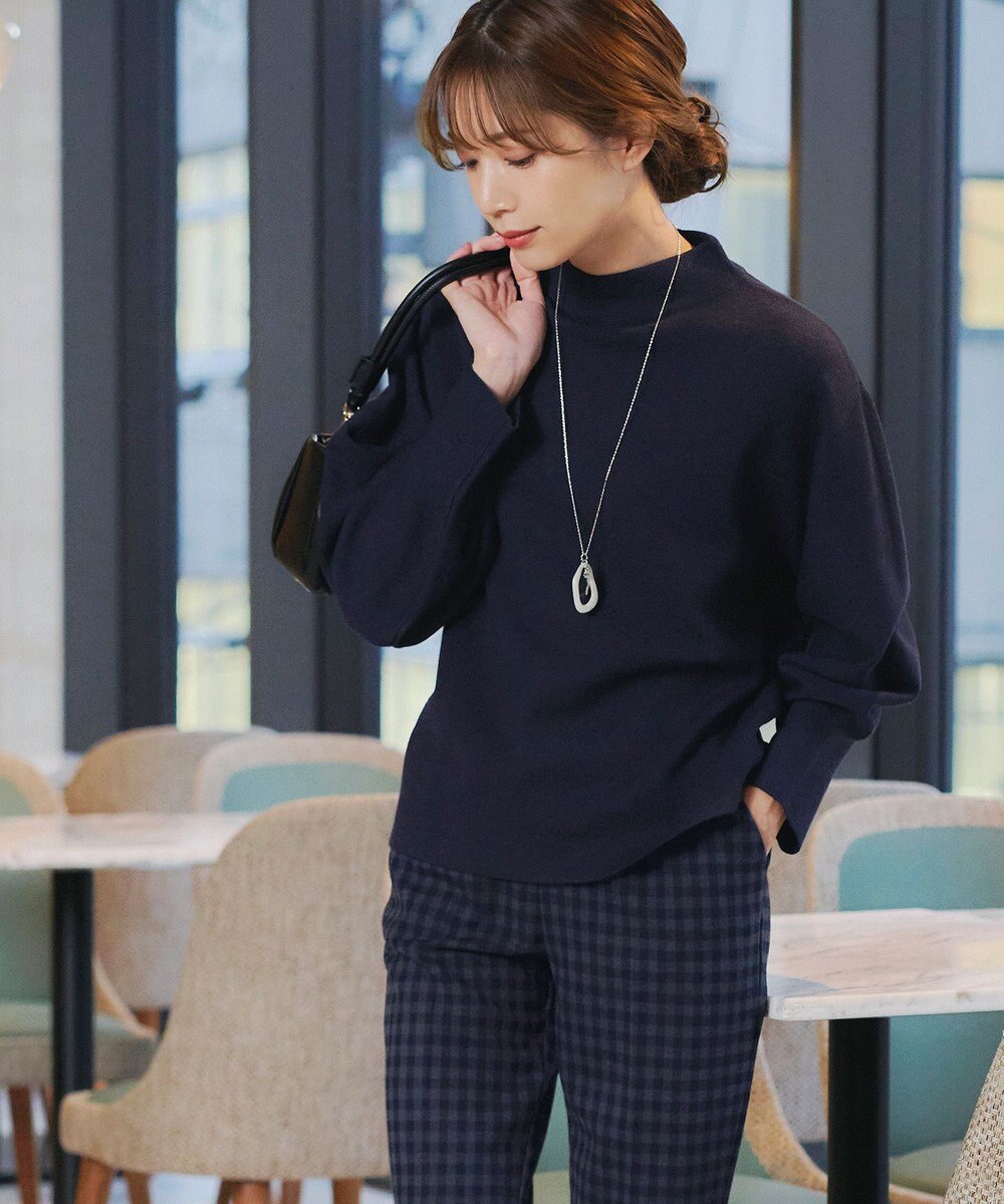 Tiaclasse 【洗える】モックネックジャガードニットプルオーバー 