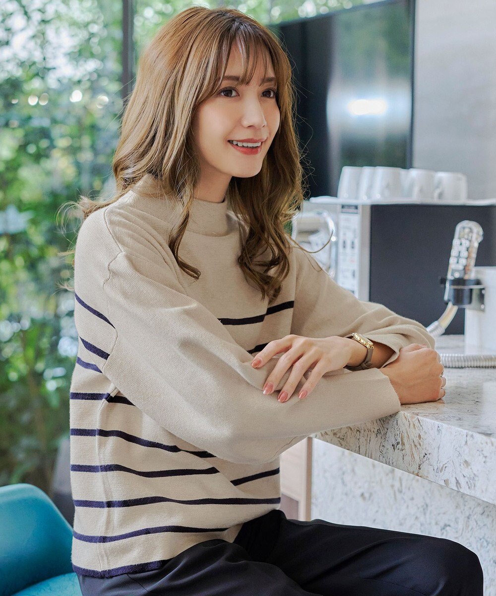 Tiaclasse 【洗える】モックネックジャガードニットプルオーバー 