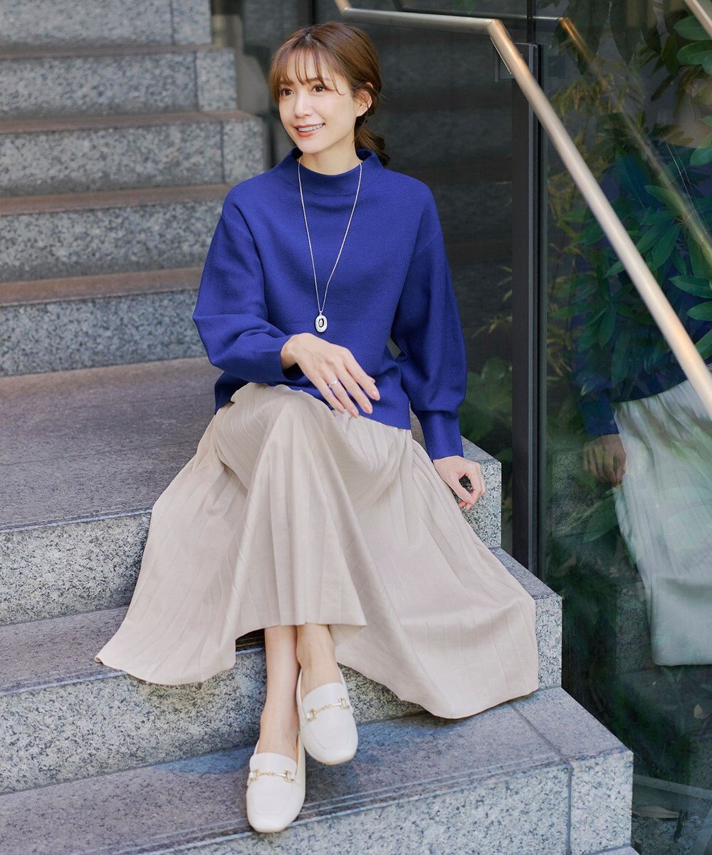 Tiaclasse 【洗える】モックネックジャガードニットプルオーバー 