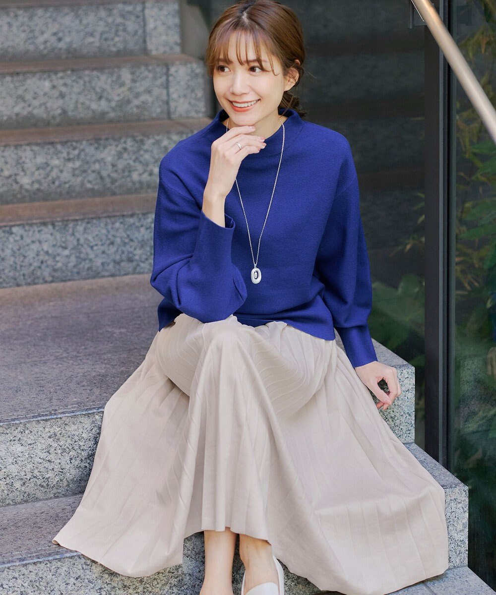 Tiaclasse 【洗える】モックネックジャガードニットプルオーバー 