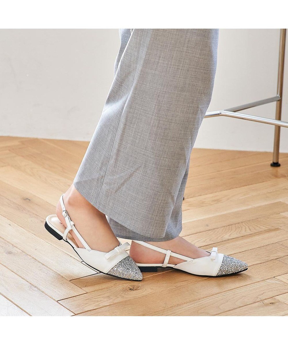 MODE ET JACOMO <carino>グリッターコンビフラットシューズ 