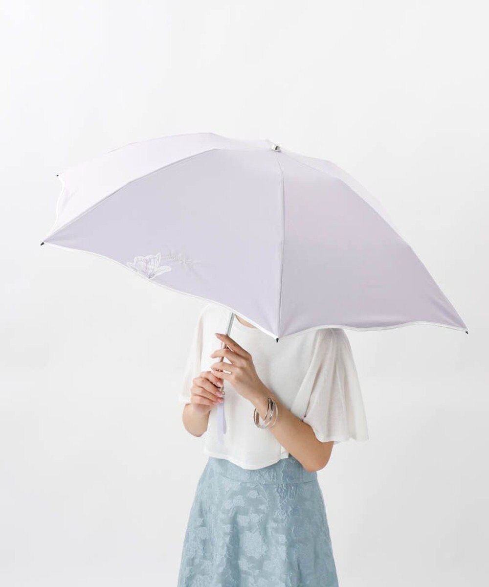AURORA 【 NINA RICCI（ニナリッチ）】アップリケ刺しゅう/パイピング晴雨兼用傘（折りたたみ傘） 