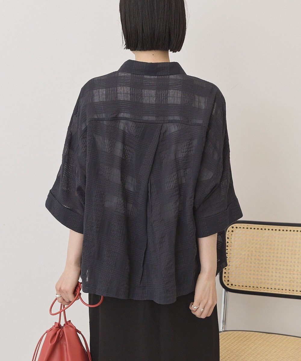 AMERICAN HOLIC シアーチェックショート丈シャツ 