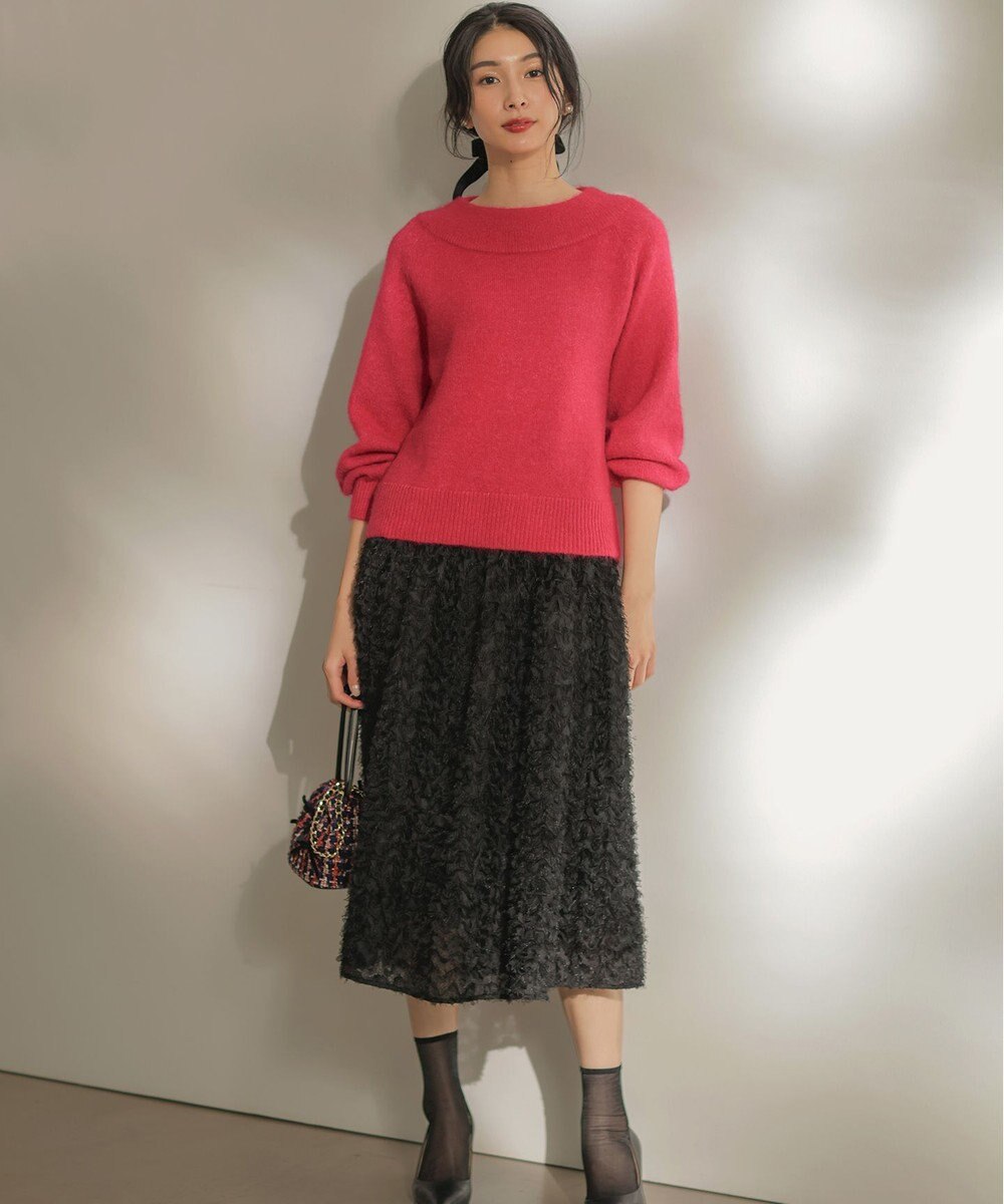 組曲 L へアリーヤーンボートネック ニット 