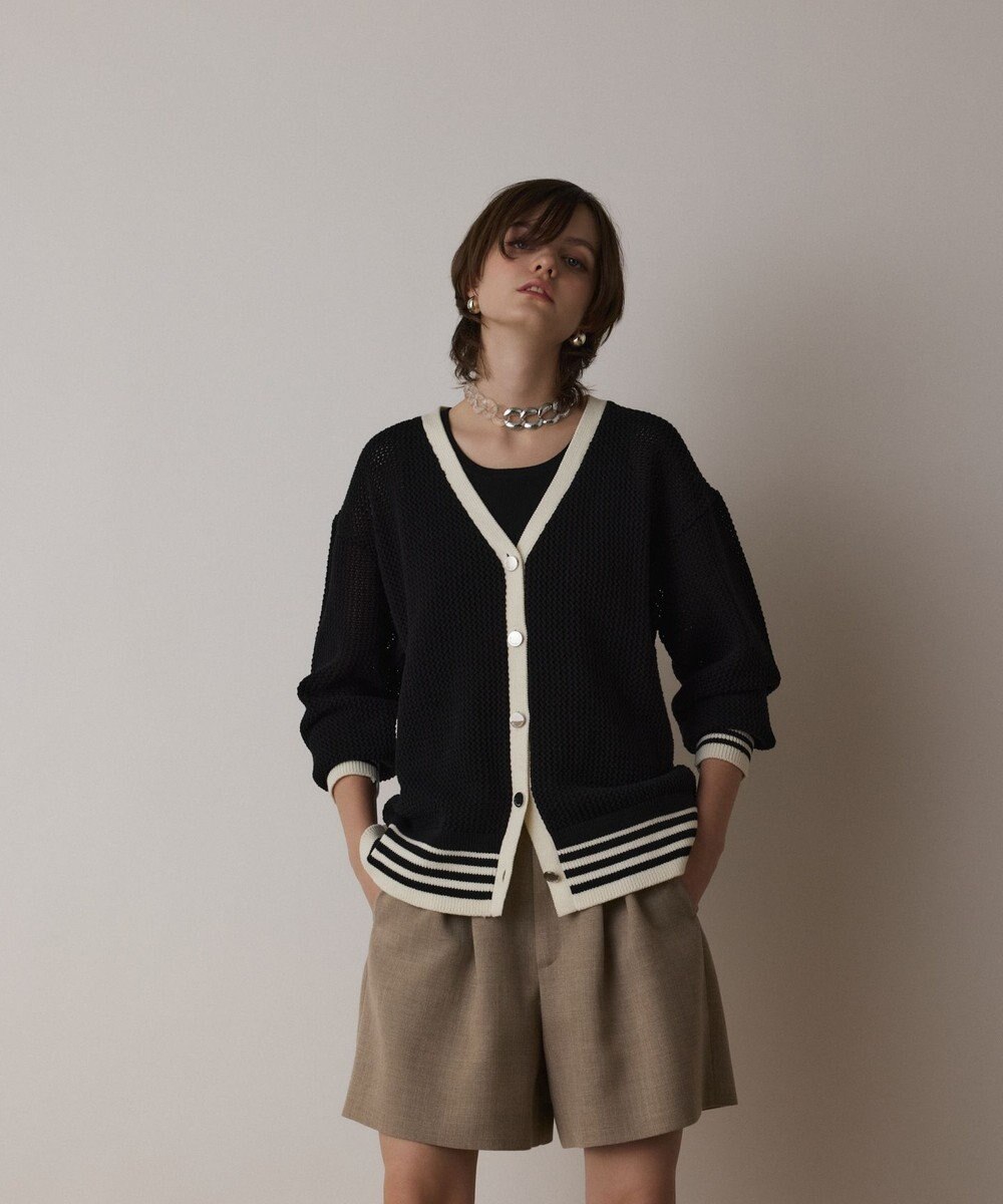 GRACE CONTINENTAL メッシュラインニットカーディガン 