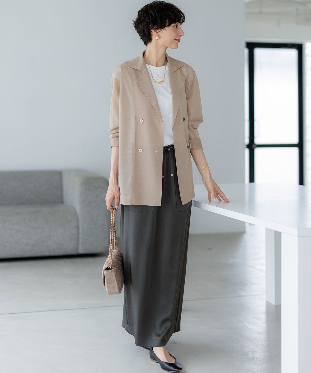 23区 L 【洗える】シアー ダブルブレスト ニット ジャケット 