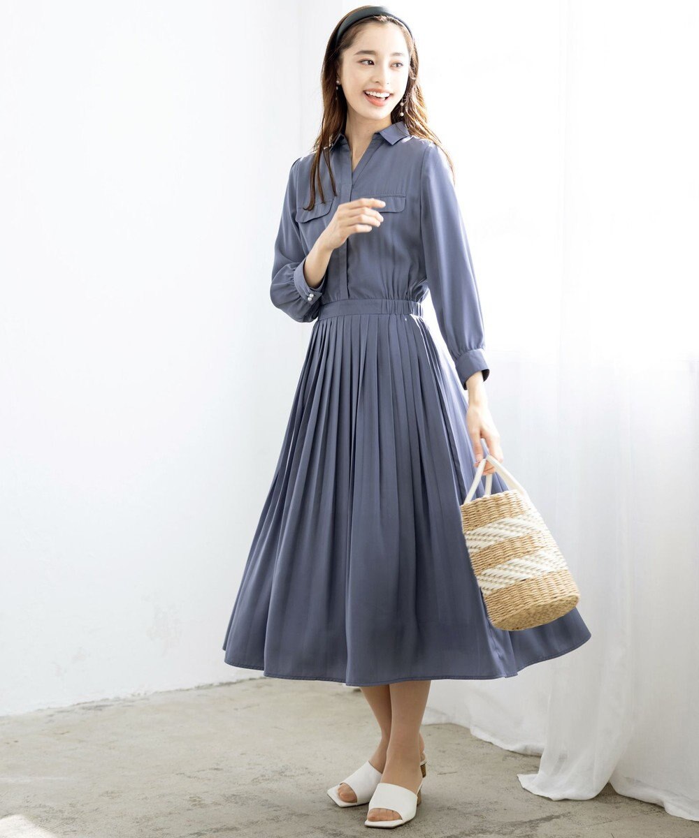Tiaclasse 【洗える】ヴィンテージサテンシャツワンピース 