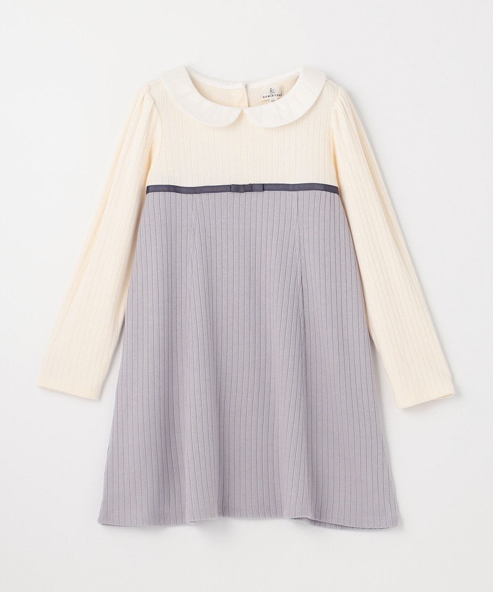 組曲 KIDS 【110-140㎝】バイカラーニットソー ワンピース 