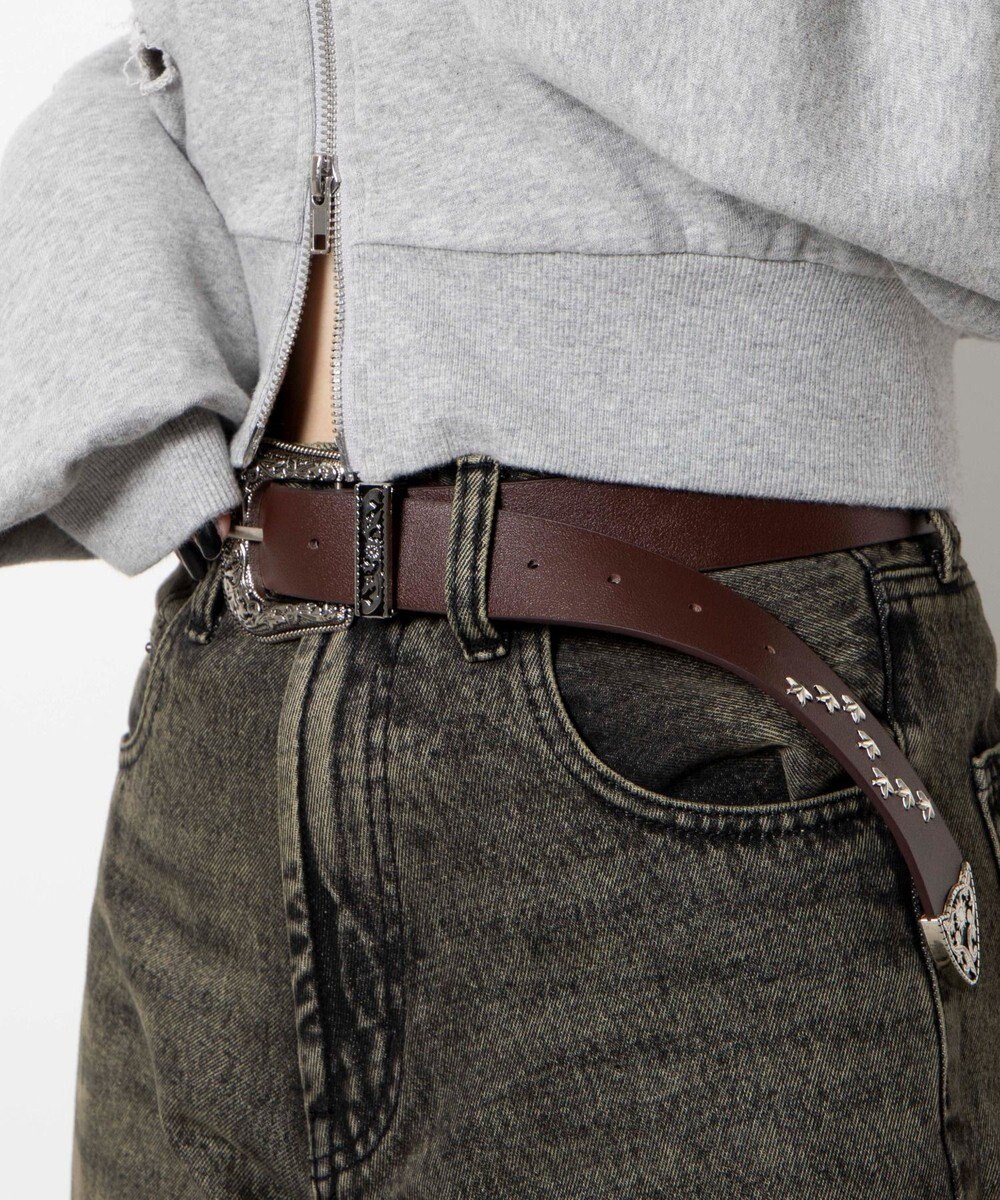 WEGO Lスタースタッズ付ウエスタンベルト 