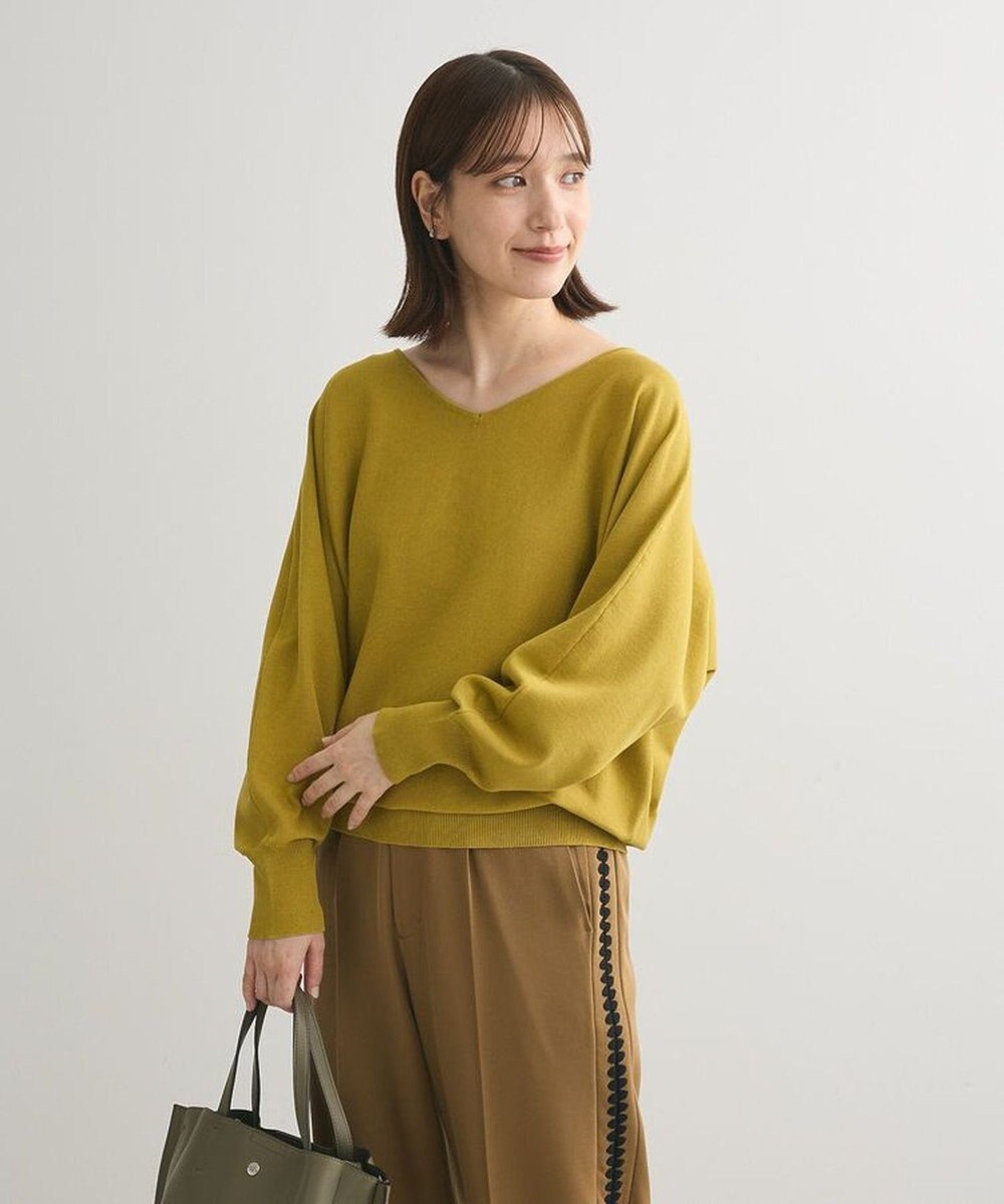 Green Parks 洗える　Ｖネックドルマンニットプルオーバー 