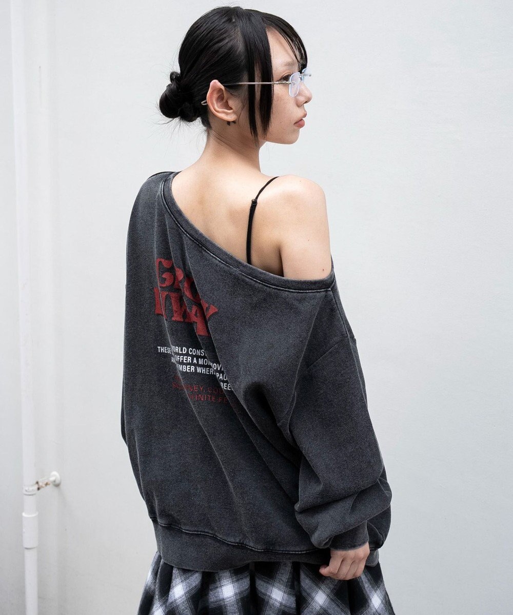 WEGO 【25年秋冬新作】2WAYグラフィックワンショルBIGスウェット 