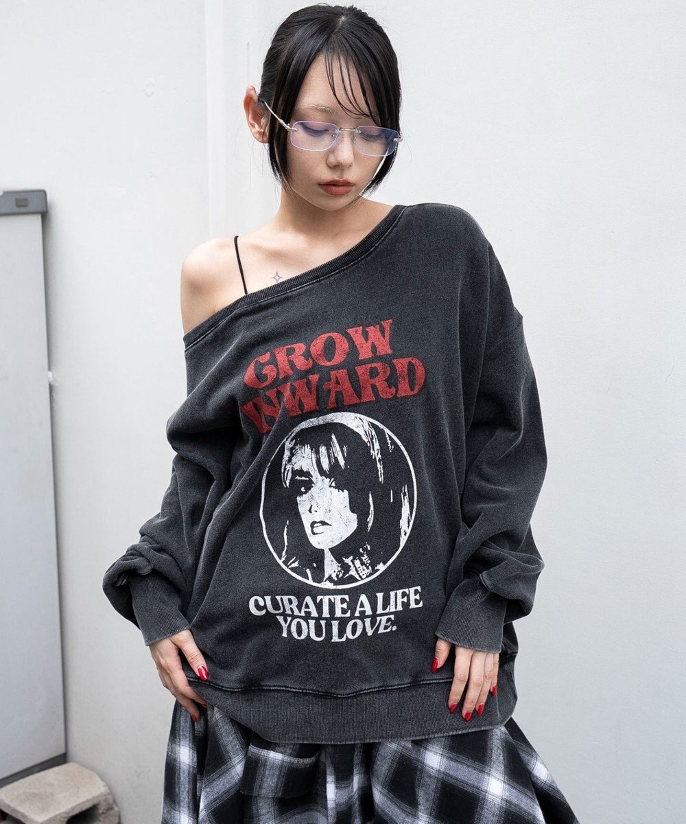 WEGO 【25年秋冬新作】2WAYグラフィックワンショルBIGスウェット 