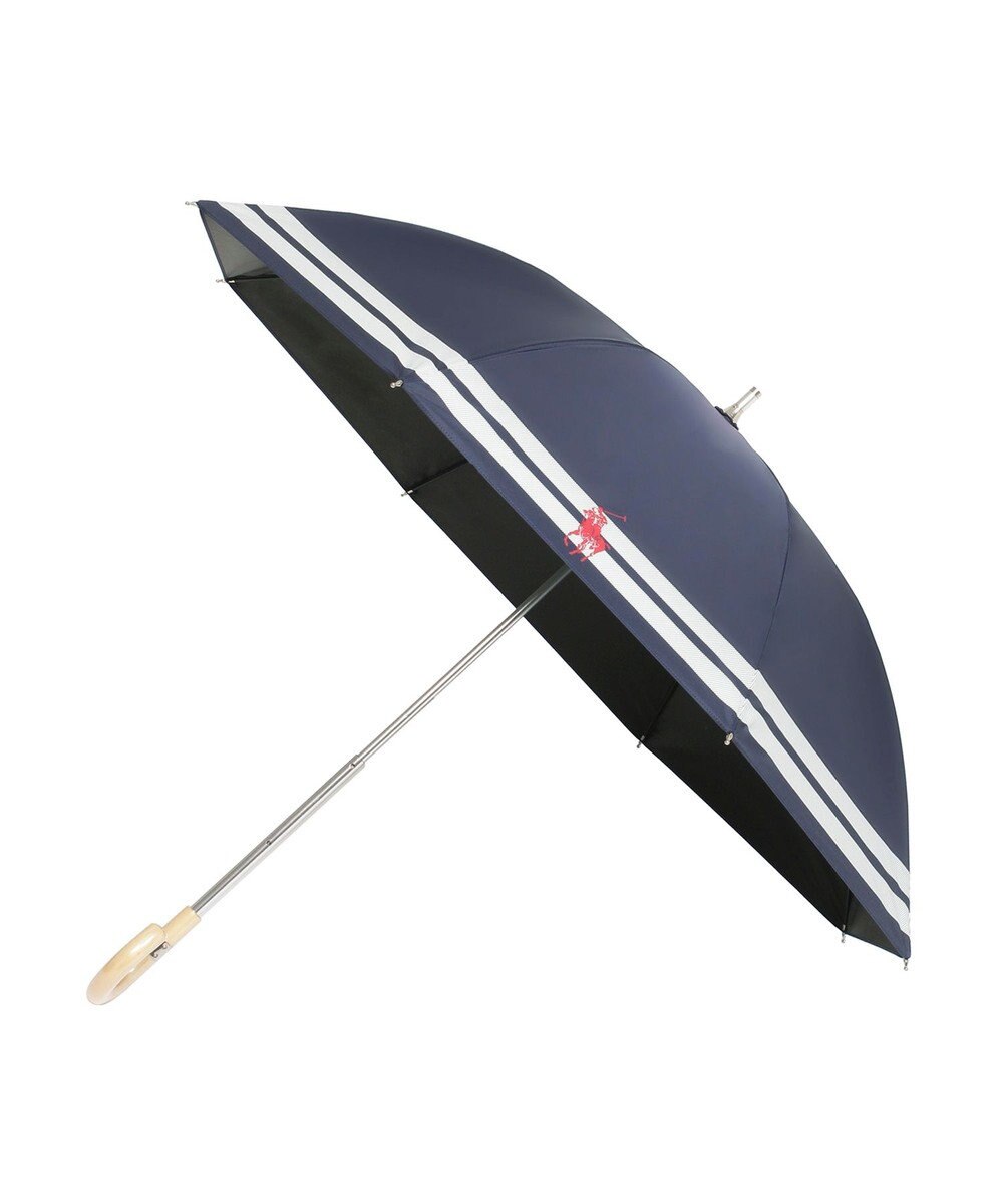 MOONBAT POLO RALPH LAUREN（ポロ ラルフローレン）晴雨兼用日傘 ボーダー ポロポニー 長傘 遮光率100％ 遮熱 UV 