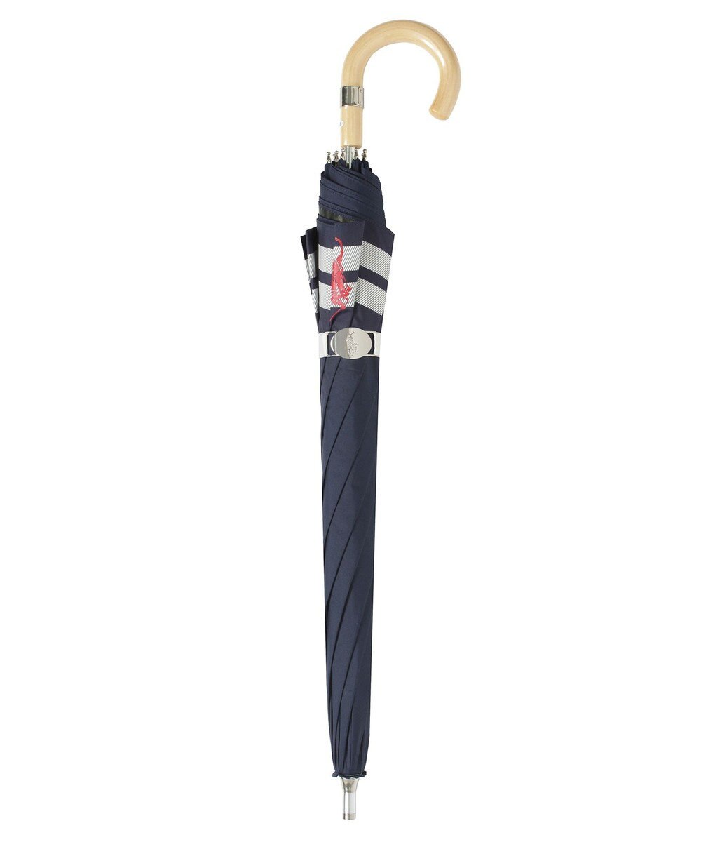 MOONBAT POLO RALPH LAUREN（ポロ ラルフローレン）晴雨兼用日傘 ボーダー ポロポニー 長傘 遮光率100％ 遮熱 UV 