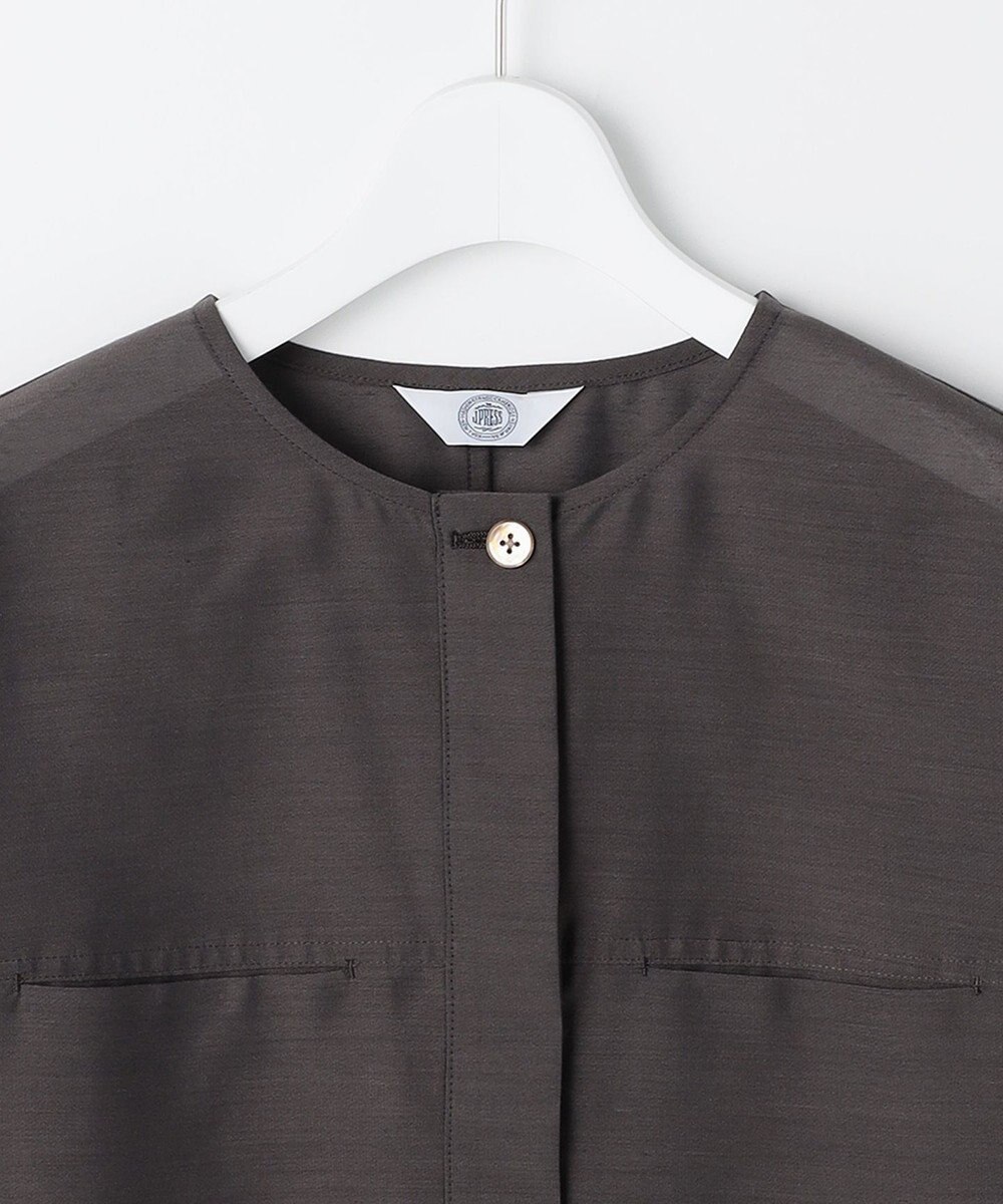 J.PRESS LADIES L Pe リネン シアー スラブ ノーカラー ブルゾン 