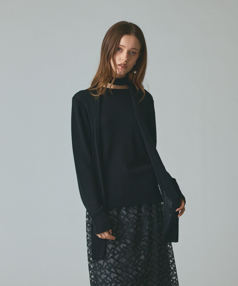 GRACE CONTINENTAL ボウ付ニットトップ 