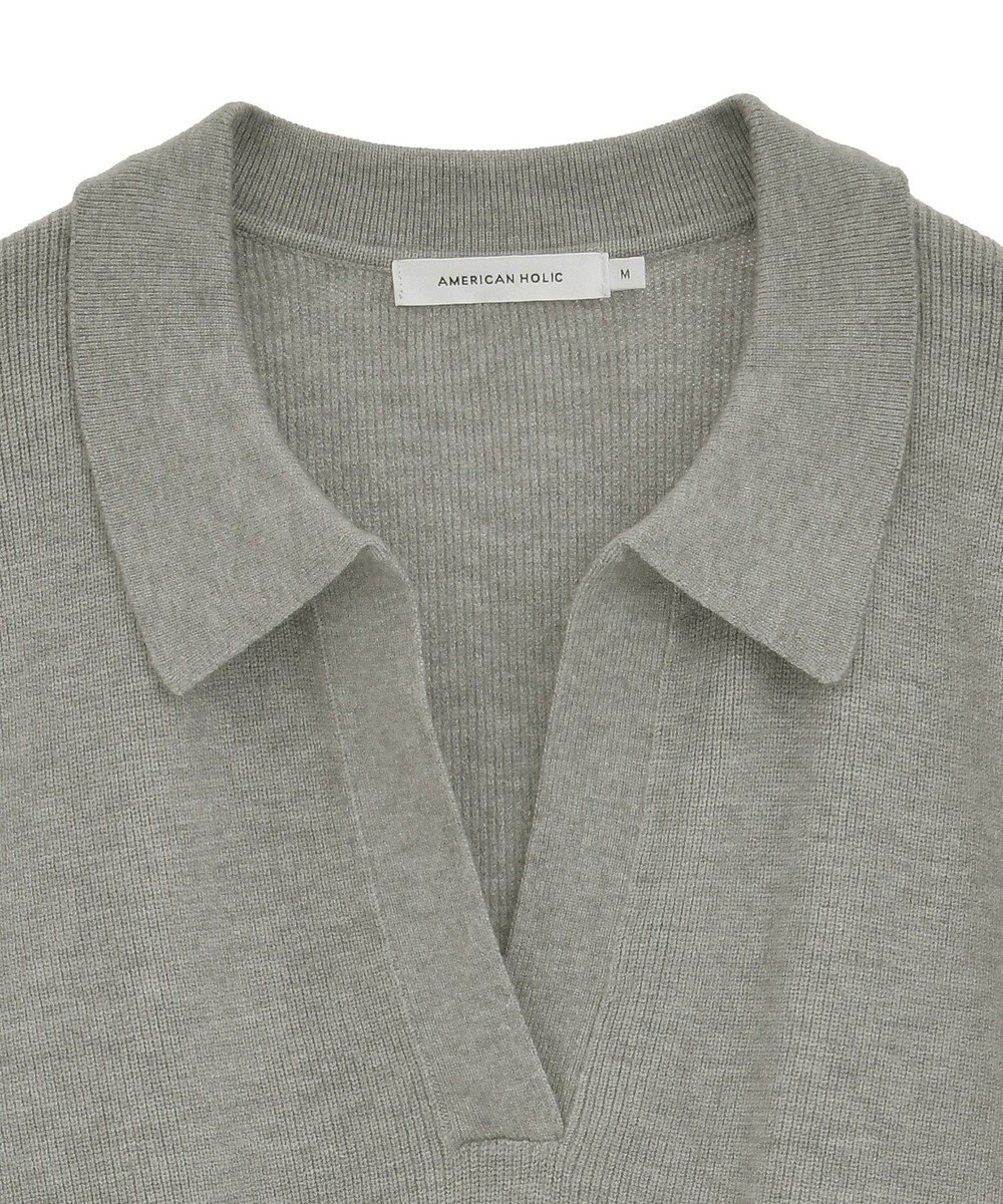 AMERICAN HOLIC バイパチ片畦衿付きニットプルオーバー 