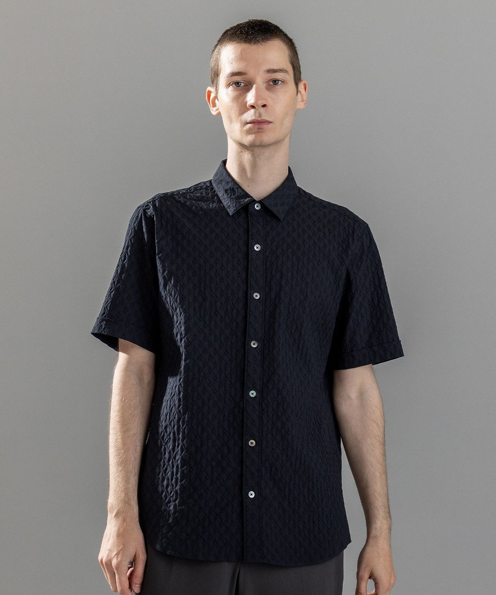 JOSEPH HOMME 新柄【ストレッチ】ハムサジャガードストレッチ　レギュラーカラー半袖シャツ 