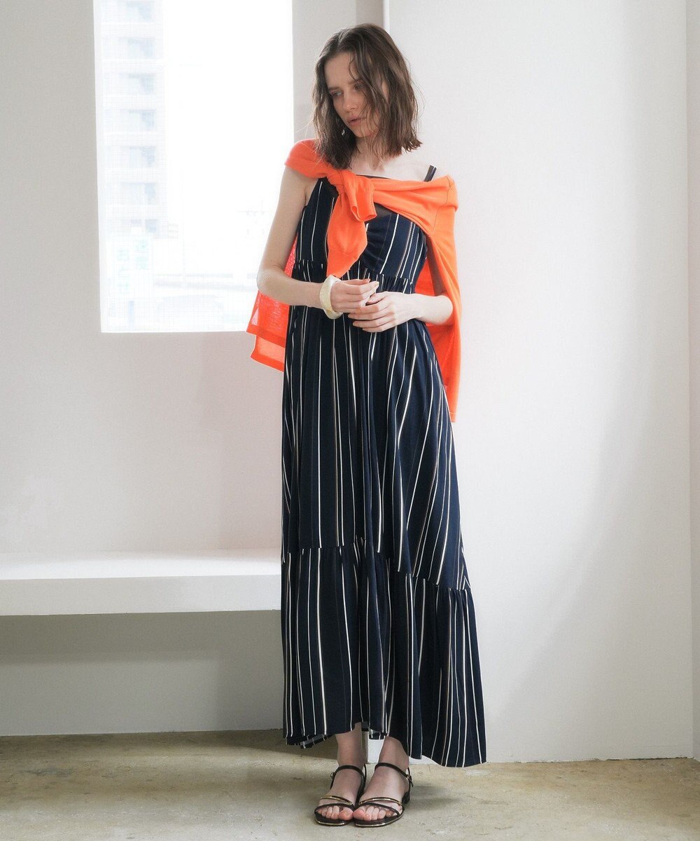 YECCA VECCA ハイゲージミドル丈Vネックカーディガン 