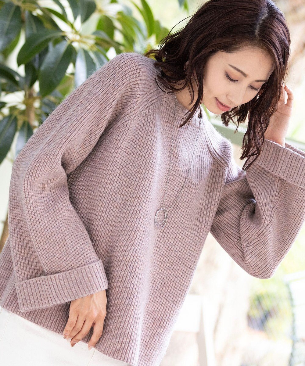 Tiaclasse L 【洗える】リラックス感のあるラグランスリーブニット 